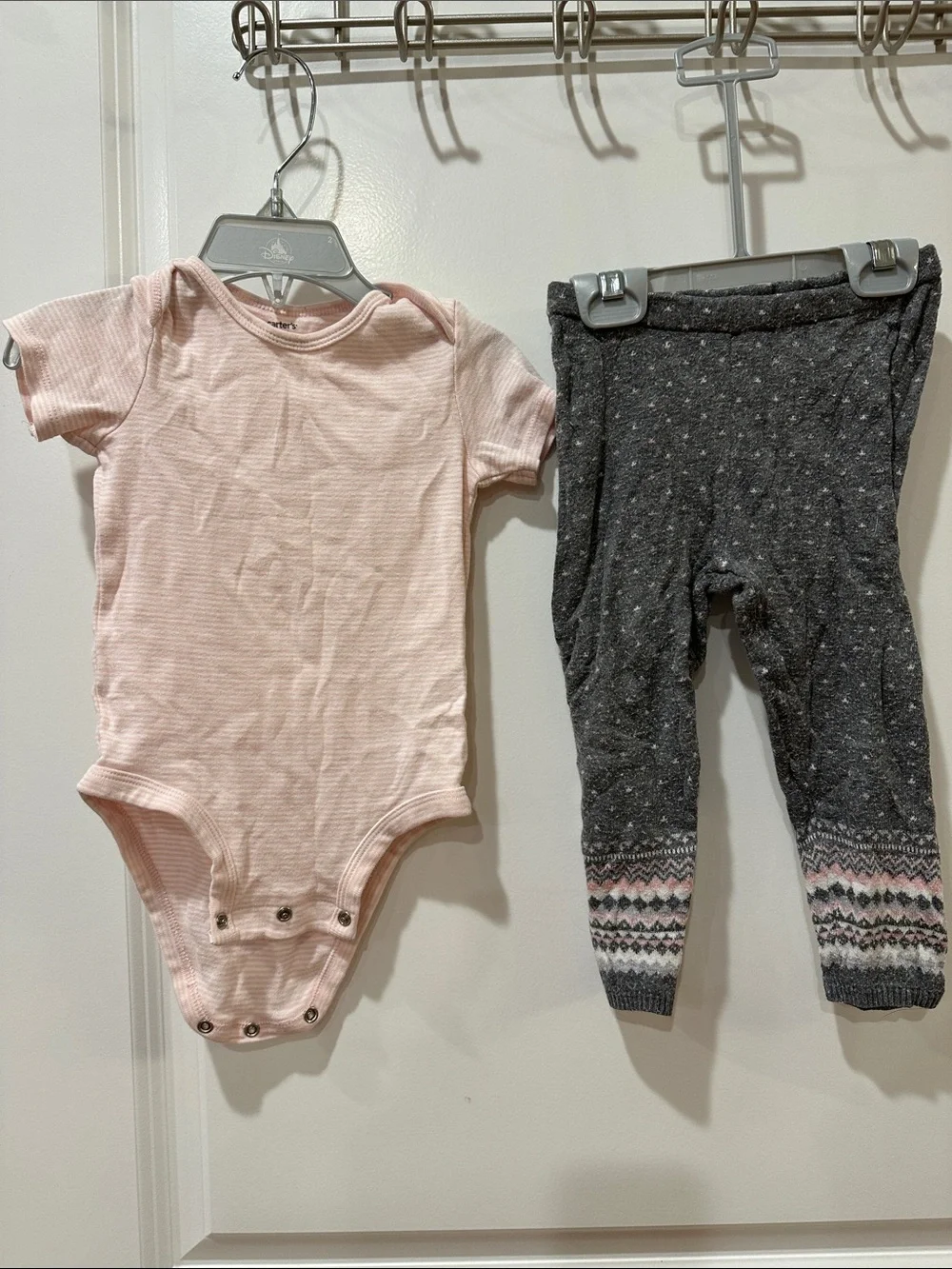 Carter's Pink and White Striped Onsie with H&M knot leggings